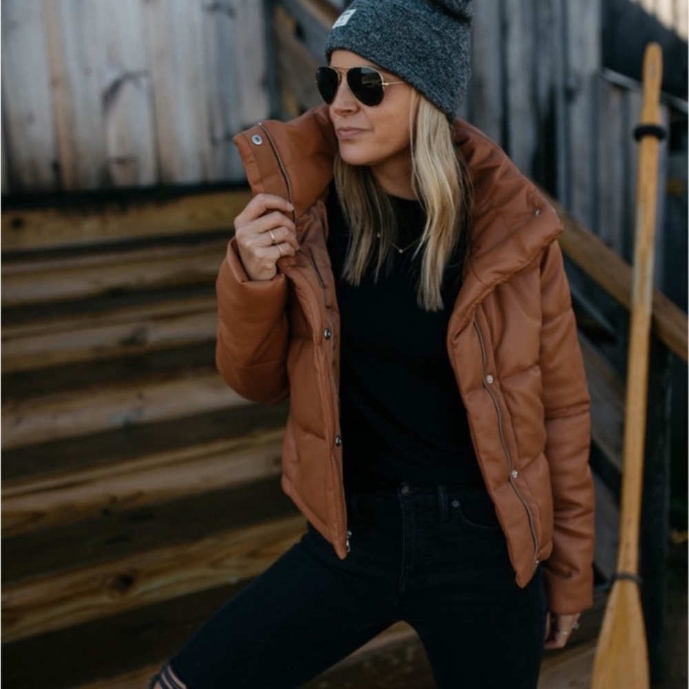 Abercrombie & Fitch Vegan Leather Puffer Jacket